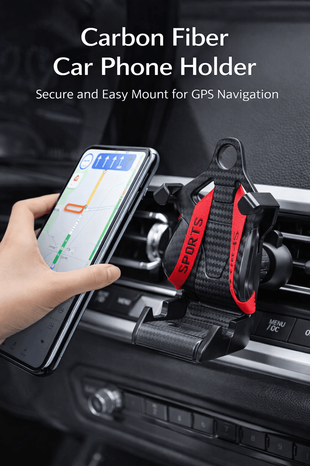 ⭐ 360° rotatable car phone holder – air vent mount | racing seat design ⭐ 360° rotatable car phone holder – air vent mount | racing seat design