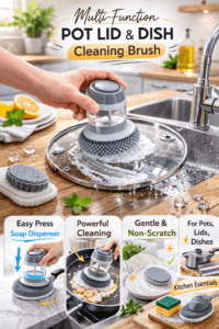 kitchen soap dispensing brush – palm scrub with detergent tank