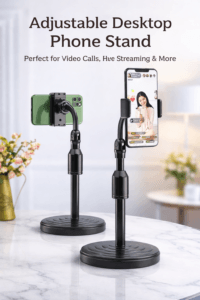 adjustable desktop phone stand – flexible holder for desk, live streaming & video calls