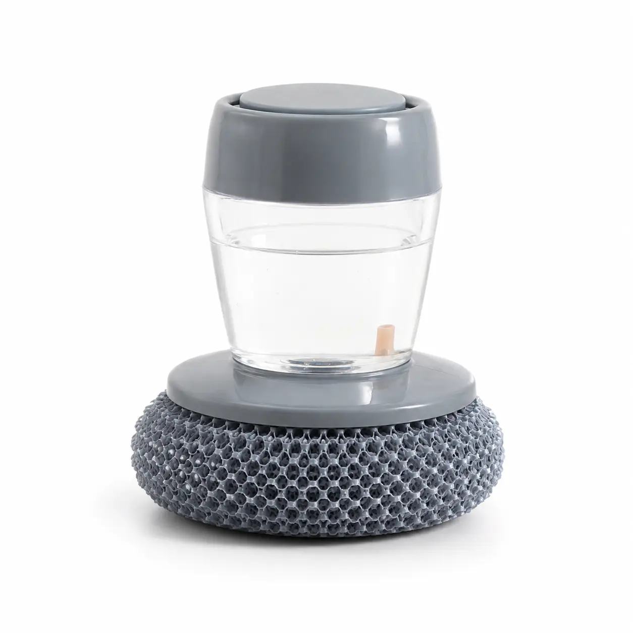 kitchen soap dispensing brush – palm scrub with detergent tank