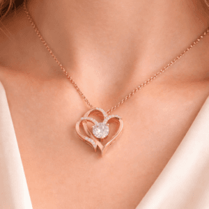 double heart zircon necklace | romantic gift