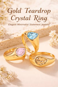 bunter tropfen ring mit strasssteinen für damen