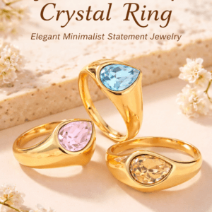 bunter tropfen ring mit strasssteinen für damen