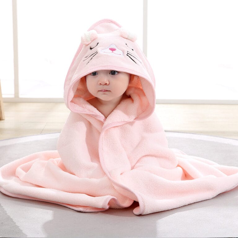 Baby hooded towel robe in pink