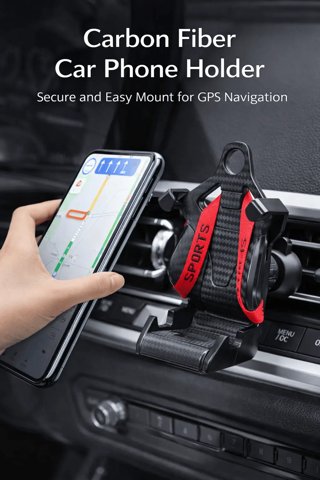 ⭐ 360° rotatable car phone holder – air vent mount | racing seat design