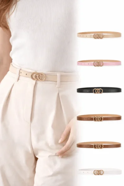 Women’s Triple-Ring Belt – Slim Casual Waist Belt, All-Match, Multi-Color