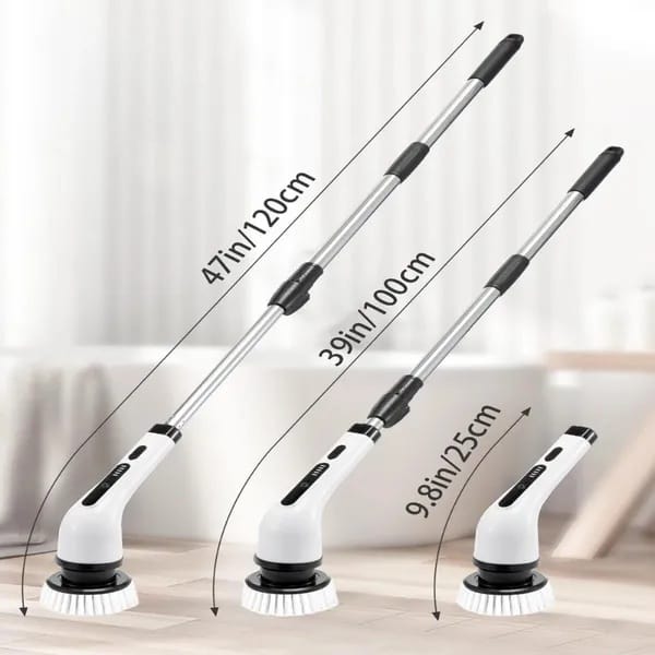 Cordless Electric Spin Scrubber with 9 Brush Heads & Extendable Handle - Image 4