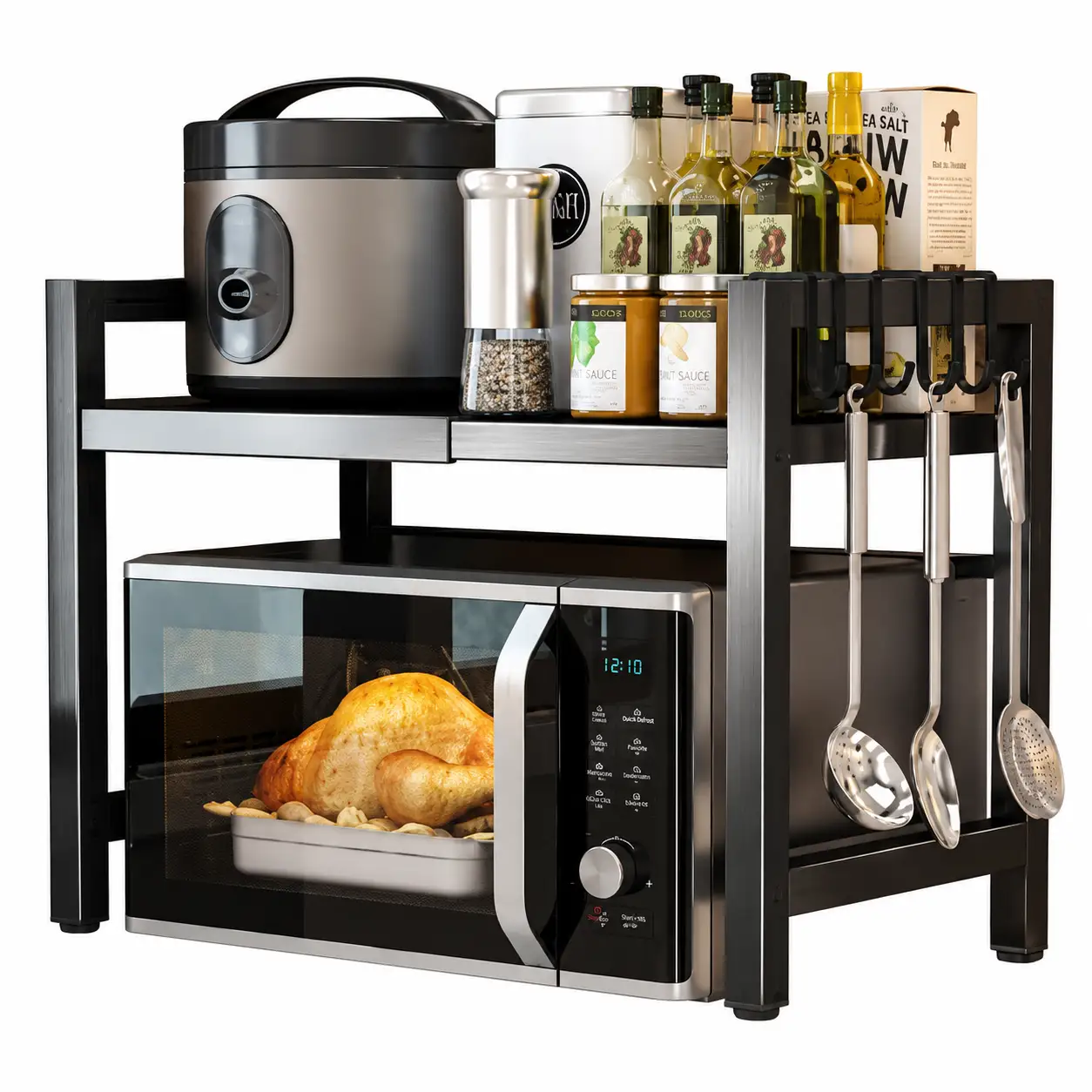 Adjustable Microwave Oven Storage Shelf