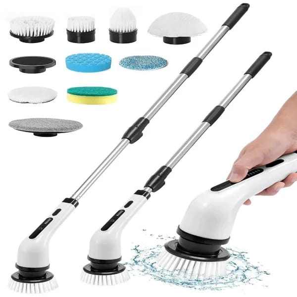 Cordless Electric Spin Scrubber with 9 Brush Heads & Extendable Handle - Image 5