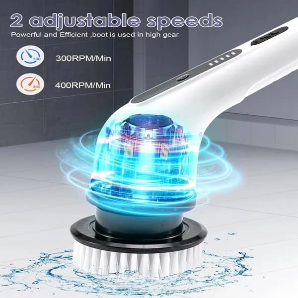 Cordless Electric Spin Scrubber with 9 Brush Heads & Extendable Handle - Image 2